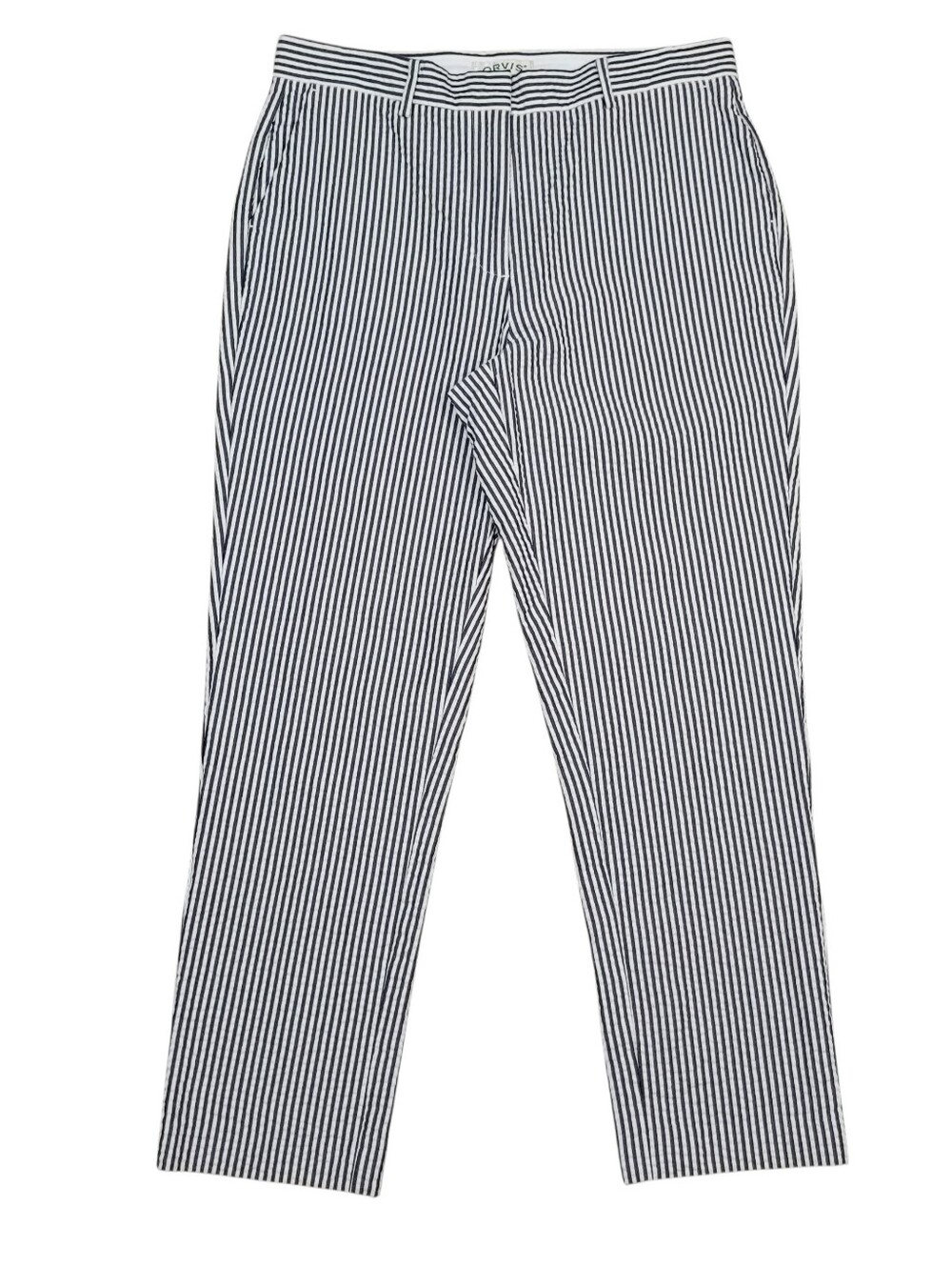 Orvis Cotton Seersucker Stripe Chino Pants Size 8 Womens Blue White Coastal Chic